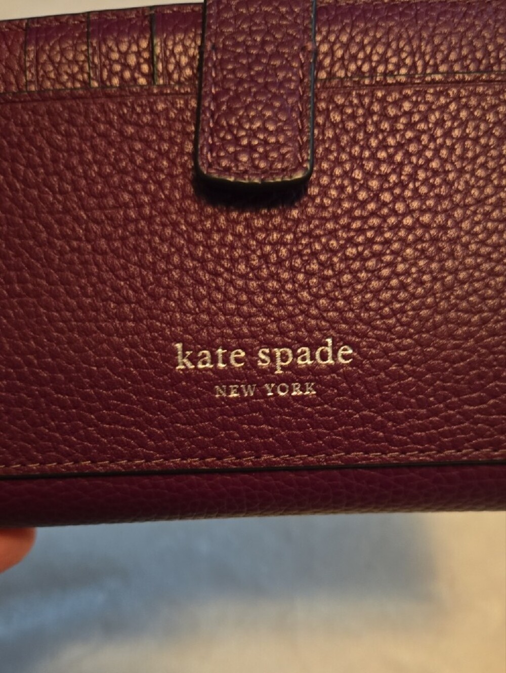 kate spade Plum Pebbled Leather Snap Wallet - Picture 2 of 9